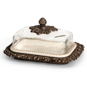 Acanthus Butter Dish – Ceramic Butter Dish with Glass Lid